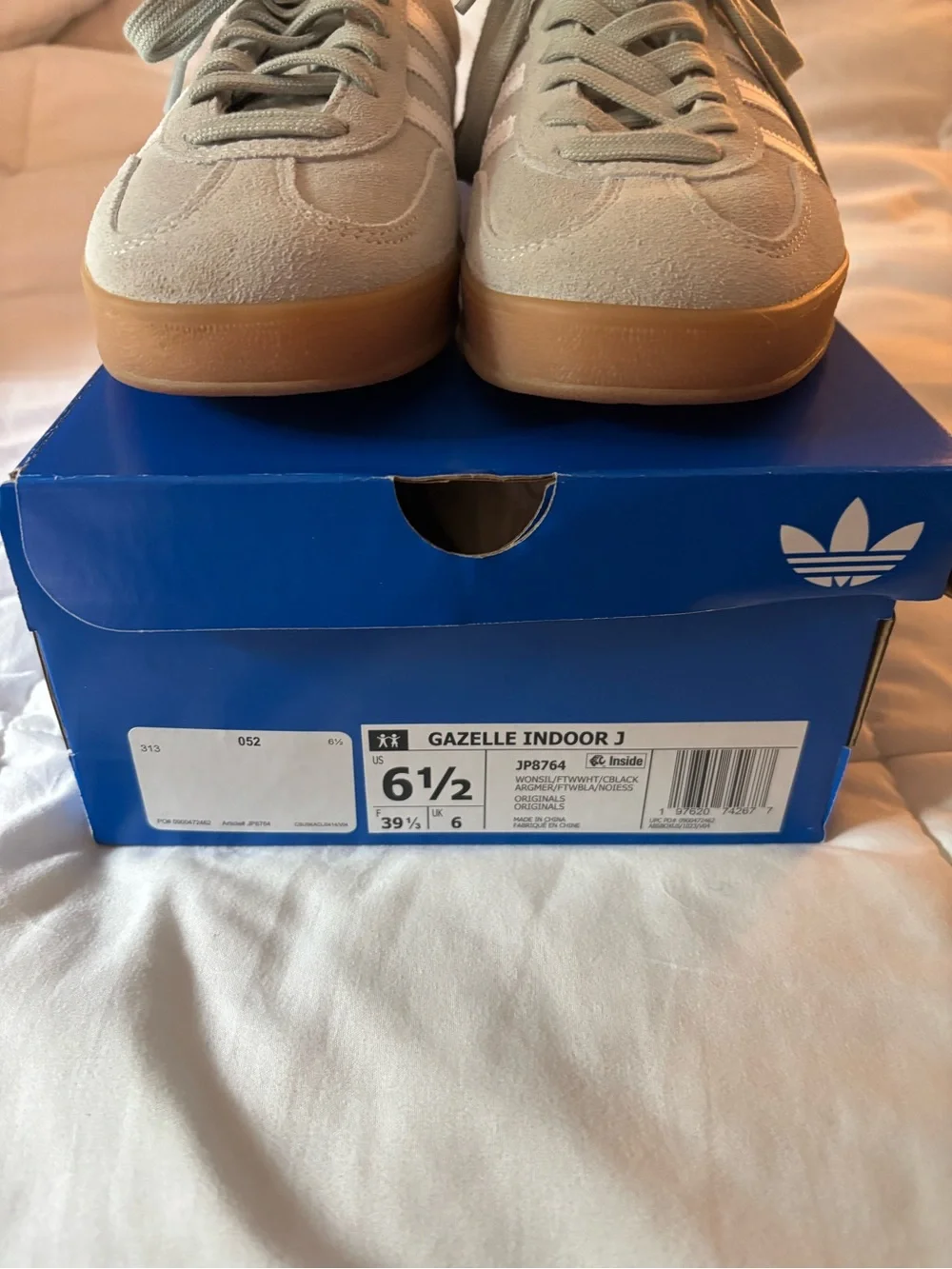 Adidas Gazelle Suede Sneakers in Wonder Silver Light Gray with White Stripes